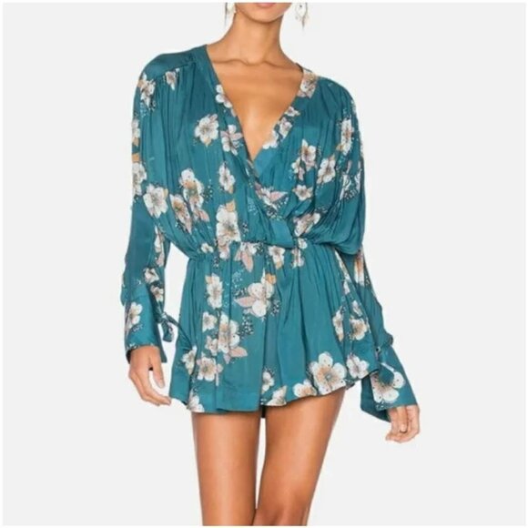 Free People Tuscan Dreams Tunic Top Turquoise Pink White Medium πΈ - Picture 14 of 16